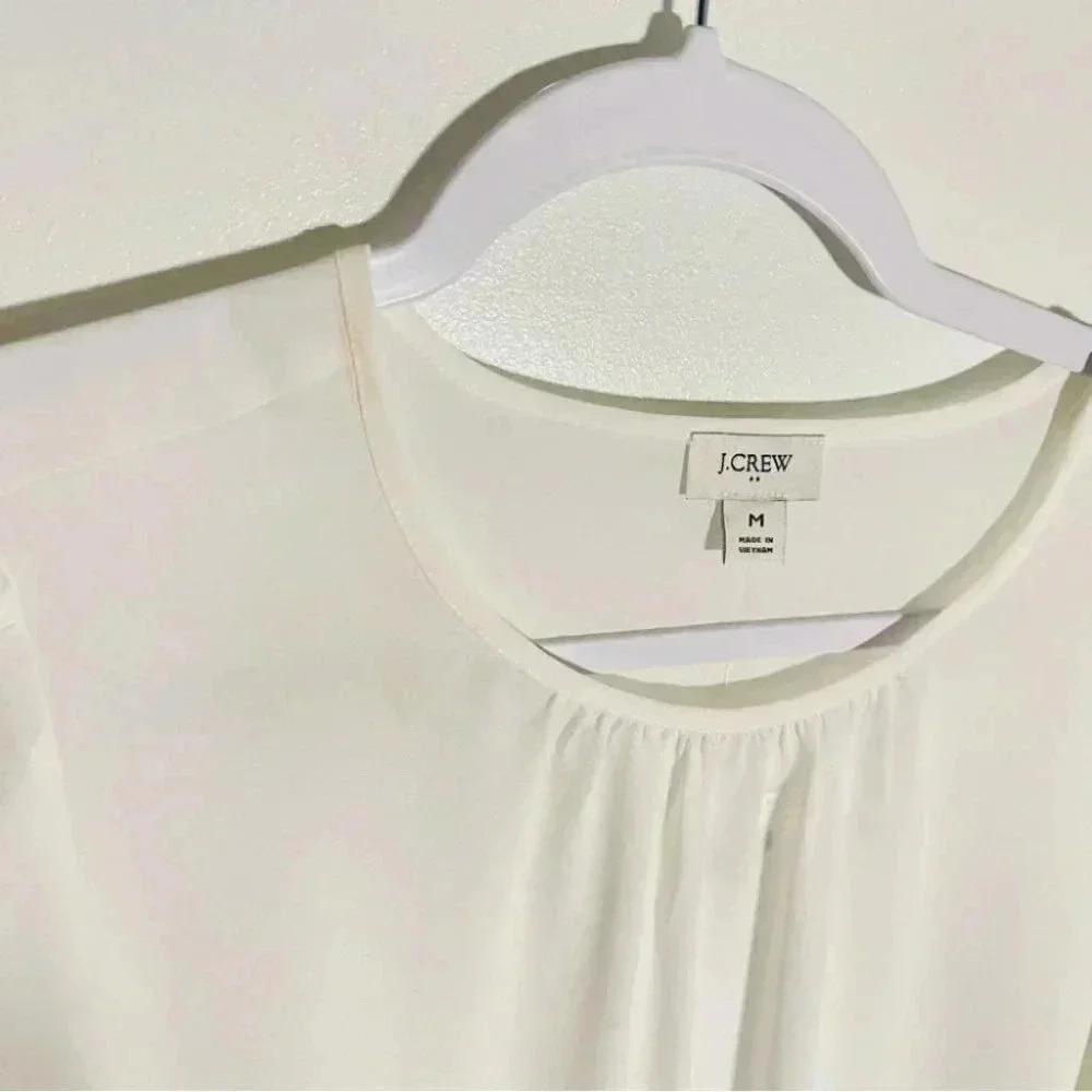 NWT J.Crew Factory Ivory Ruffle Button-Neck Blouse - Picture 6 of 10